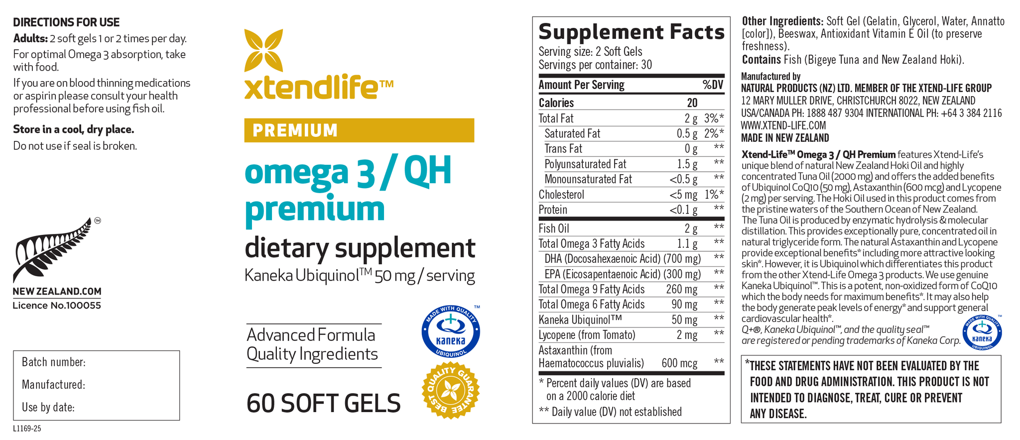Ultra Omega 3 Fish Oil with CoQ10 made in New Zealand XtendLife